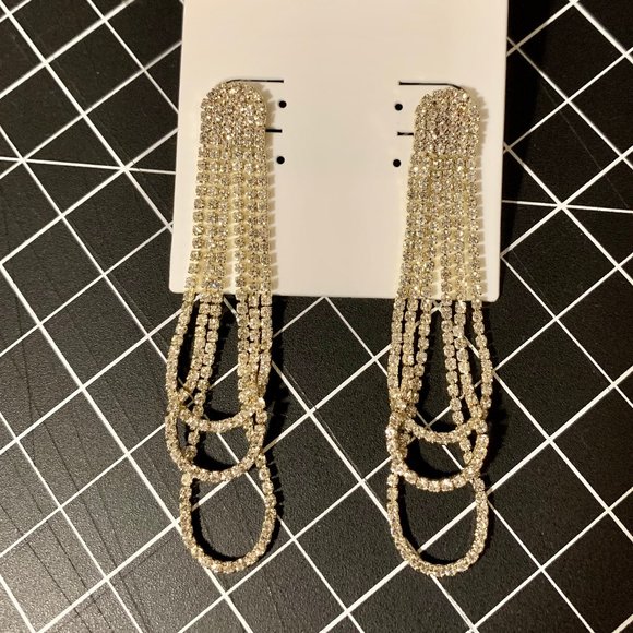 Rhinestone Loop Earrings - Picture 5 of 6